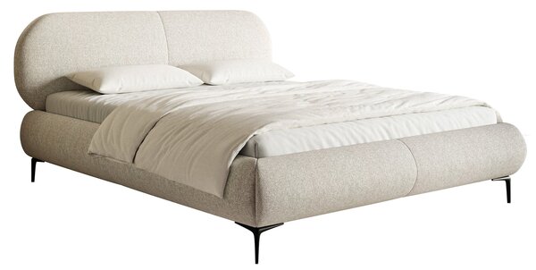 Pat matrimonial 140 cm Octave 140B (cu somieră) (bej deschis + negru). Promo -20%. 1100022
