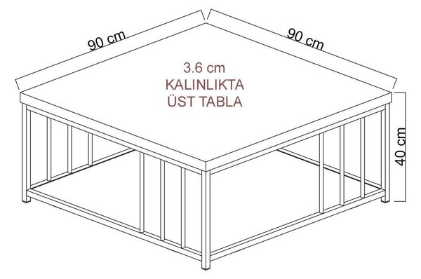 Masuta cafea Zenn, gri antracit/auriu, PAL melaminat/metal, 90x90x40 c