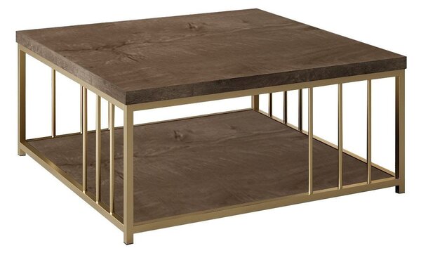 Masuta cafea Zenn, nuc/auriu, PAL melaminat/metal, 90x90x40 cm