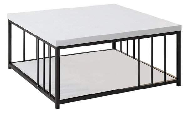 Masuta cafea Zenn, alb/negru, PAL melaminat/metal, 90x90x40 cm