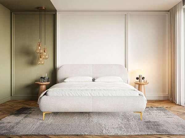 Pat matrimonial 140 cm Octave 140B (cu somieră) (crem). Promo -13%. 1099957