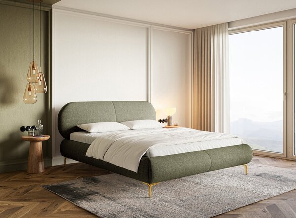 Pat matrimonial 160 cm Octave 160B (cu somieră) (măslin + auriu). Promo -20%. 1099993