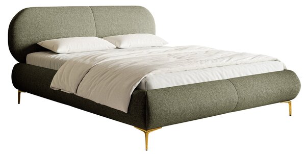Pat matrimonial 160 cm Octave 160B (cu somieră) (măslin + auriu). Promo -20%. 1099993