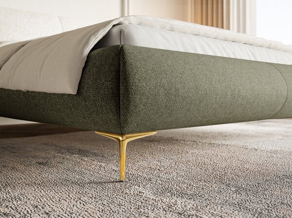 Pat matrimonial 160 cm Octave 160B (cu somieră) (măslin + auriu). Promo -20%. 1099993