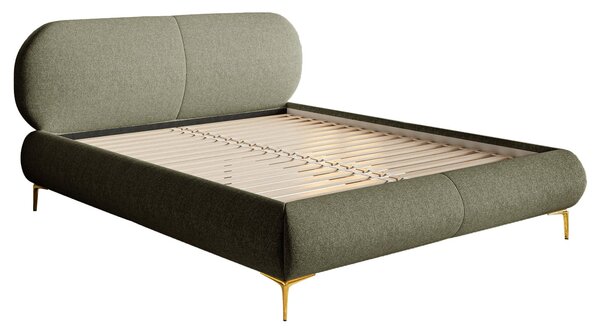 Pat matrimonial 160 cm Octave 160B (cu somieră) (măslin + auriu). Promo -20%. 1099993