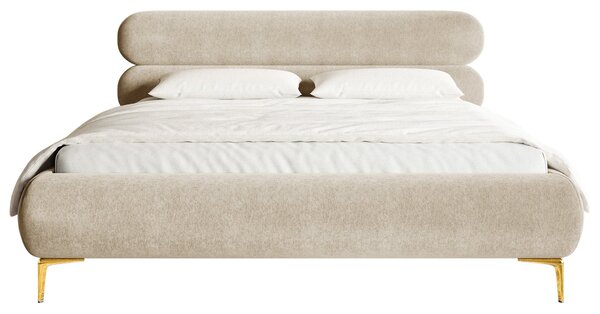 Pat matrimonial 160 cm Rirri 160B (cu somieră) (bej deschis + auriu). Promo -18%. 1099888