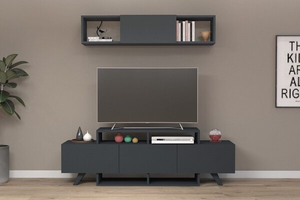 Mobilier living 505CRL1919, gri antracit, PAL melaminat, 2 piese