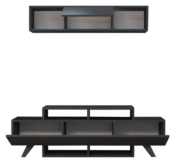 Mobilier living 505CRL1919, gri antracit, PAL melaminat, 2 piese