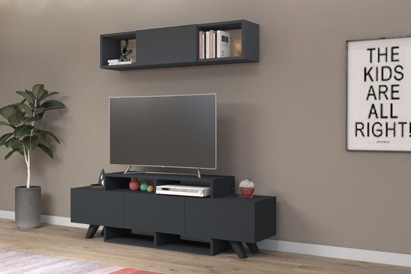 Mobilier living 505CRL1919, gri antracit, PAL melaminat, 2 piese