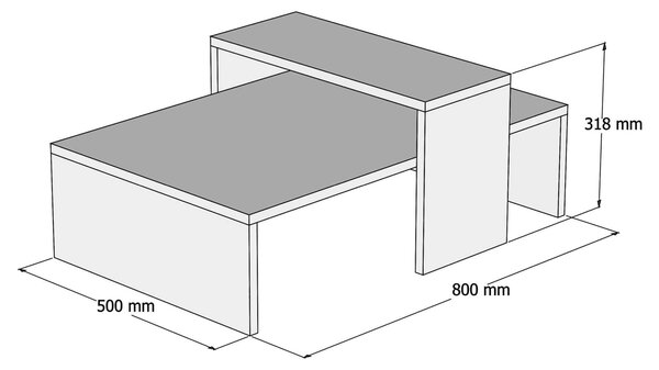 Masuta cafea GLOW, stejar/gri antracit, PAL, 80x50x31.8 cm