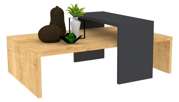 Masuta cafea GLOW, stejar/gri antracit, PAL, 80x50x31.8 cm