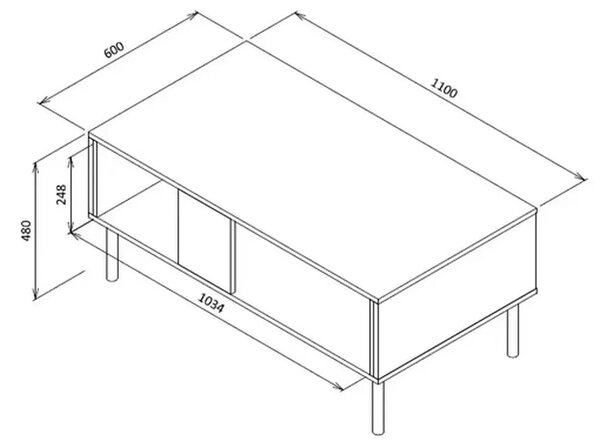 Masuta ASENSIO, gri mat/negru, PAL laminat, 100X60X48 cm