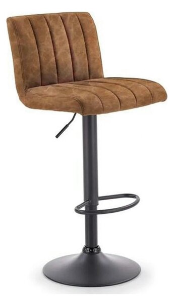 Scaun bar H89, maro/negru, piele ecologica/otel, 41x48x88/108 cm