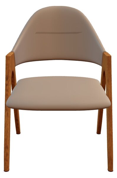 Scaun tapitat modern K344, bej/nuc, stofa clasica/metal, 51x57x82 cm