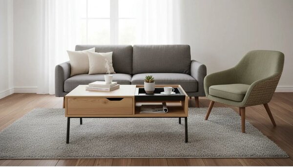 Masuta cafea PODIUM, stejar/negru, 85x80x43/64 cm