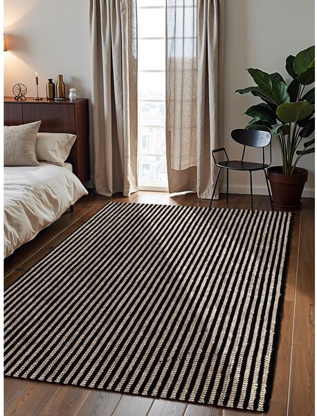 Covor negru țesut manual din iută 160x230 cm Harvest Ebony – Elle Decoration
