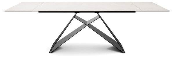 Masa extensibila WESTIN, crem/negru, sticla/metal, 160-240x90x77 cm