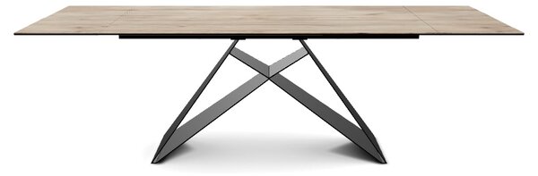 Masa extensibila WESTIN, maro deschis/negru, sticla/ceramica/metal, 16