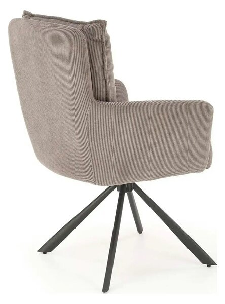 Scaun rotativ K528, gri/negru, stofa catifelata/metal, 60x67x90 cm