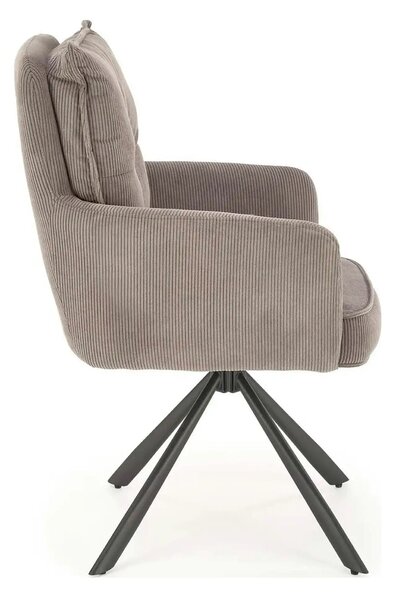 Scaun rotativ K528, gri/negru, stofa catifelata/metal, 60x67x90 cm