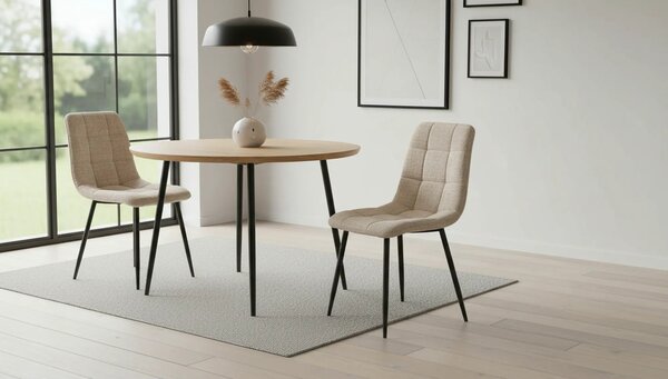 Scaun K547, bej/negru, stofa clasica/metal, 45x53x87 cm