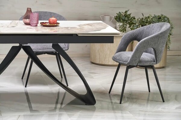 Scaun rotativ K550, gri/negru, stofa clasica/metal, 57x57x78 cm