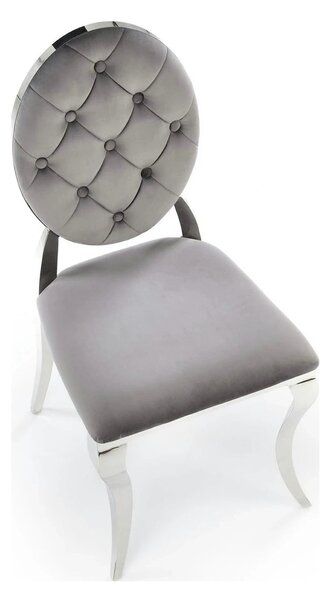 Scaun cromat K555, gri/argintiu, stofa catifelata/metal, 48x52x96 cm