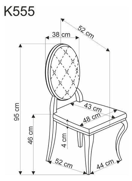 Scaun cromat K555, gri/argintiu, stofa catifelata/metal, 48x52x96 cm