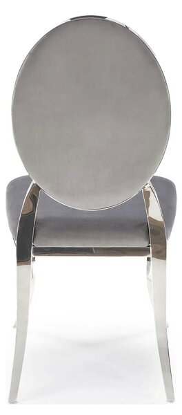 Scaun cromat K555, gri/argintiu, stofa catifelata/metal, 48x52x96 cm