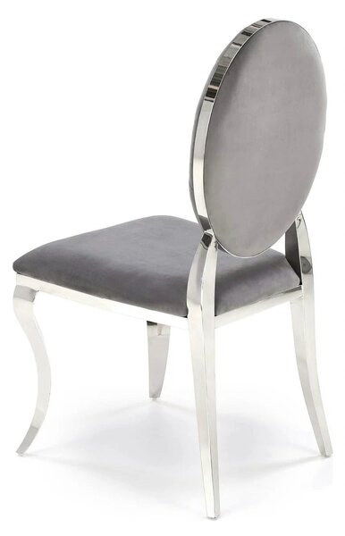 Scaun cromat K555, gri/argintiu, stofa catifelata/metal, 48x52x96 cm