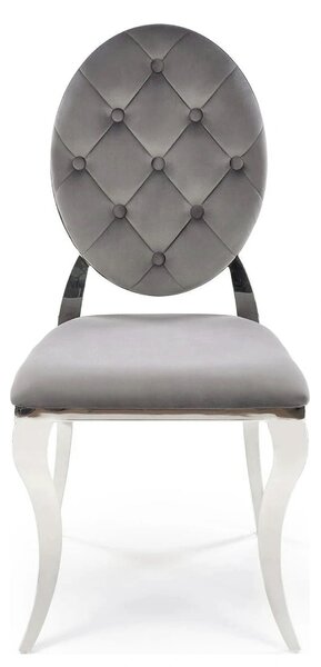 Scaun cromat K555, gri/argintiu, stofa catifelata/metal, 48x52x96 cm