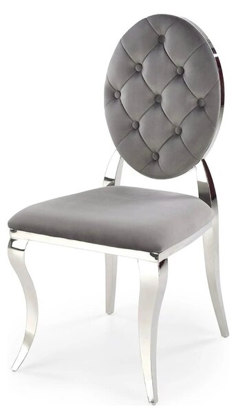 Scaun cromat K555, gri/argintiu, stofa catifelata/metal, 48x52x96 cm