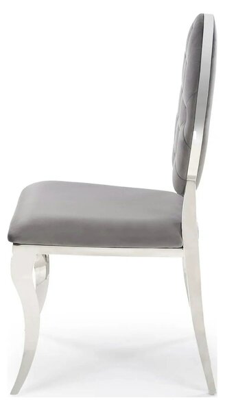 Scaun cromat K555, gri/argintiu, stofa catifelata/metal, 48x52x96 cm