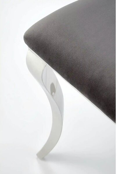Scaun cromat K555, gri/argintiu, stofa catifelata/metal, 48x52x96 cm