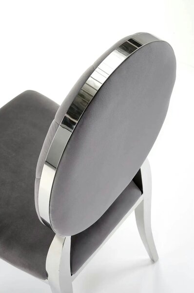 Scaun cromat K555, gri/argintiu, stofa catifelata/metal, 48x52x96 cm