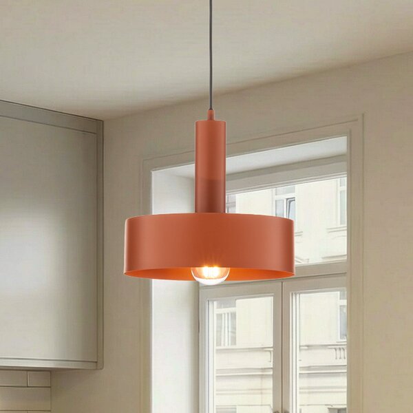 SIGMA Lampă suspendată Vitrum rotundă, roșie, cilindrică, Ø 27 cm, reglabil, Roșu, Camera de zi / sufragerie, Metal, Modern