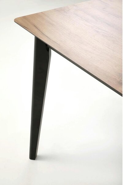 Masa extensibila GULIAN, stejar/negru, PAL laminat/lemn, 140/180x90x76