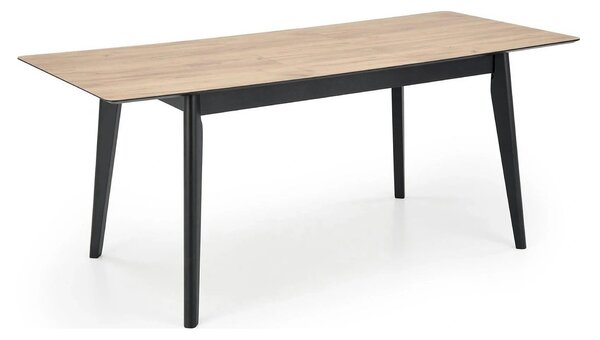 Masa extensibila GULIAN, stejar/negru, PAL laminat/lemn, 140/180x90x76
