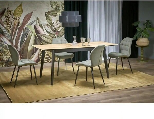 Masa extensibila GULIAN, stejar/negru, PAL laminat/lemn, 140/180x90x76