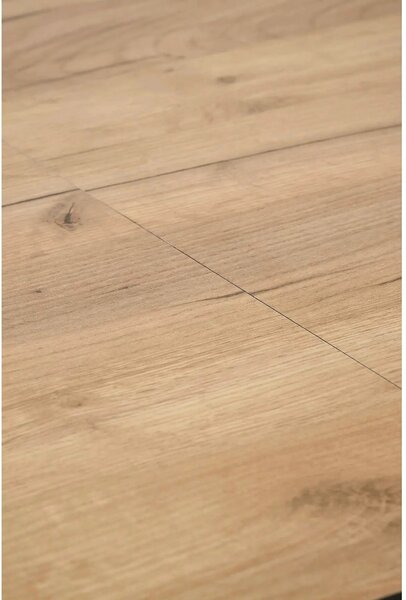 Masa extensibila GULIAN, stejar/negru, PAL laminat/lemn, 140/180x90x76