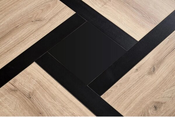 Masuta SEVILLA S, stejar/negru, PAL laminat, 80x80x47 cm