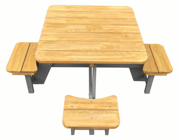 KONDELA Set mobilier de grădină pentru copii, realizat din lemn, maro / gri, PIKIO