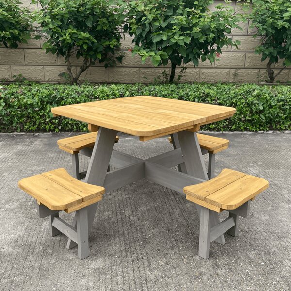 KONDELA Set mobilier de grădină pentru copii, realizat din lemn, maro / gri, PIKIO