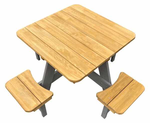 KONDELA Set mobilier de grădină pentru copii, realizat din lemn, maro / gri, PIKIO