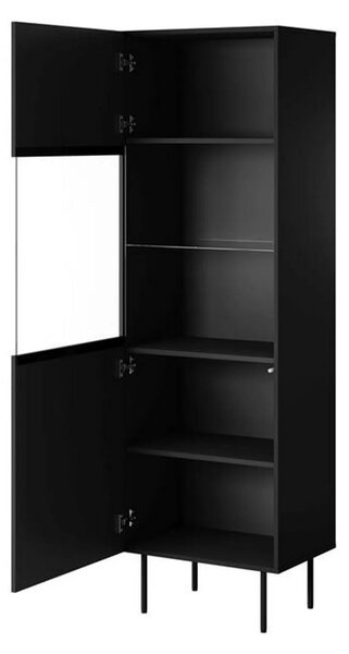 Vitrina PALAZZO, negru, PAL laminat/sticla, 60x42x190 cm
