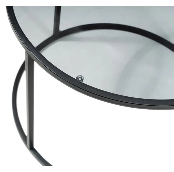 Masuta cafea STARTIS, transparent/negru, sticla/metal, 60x60x45 cm