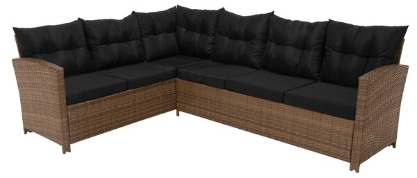 KONDELA Set de grădină din ratan, maro deschis / negru, MADUL