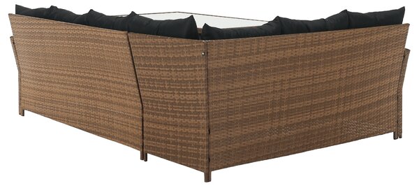 KONDELA Set de grădină din ratan, maro deschis / negru, MADUL