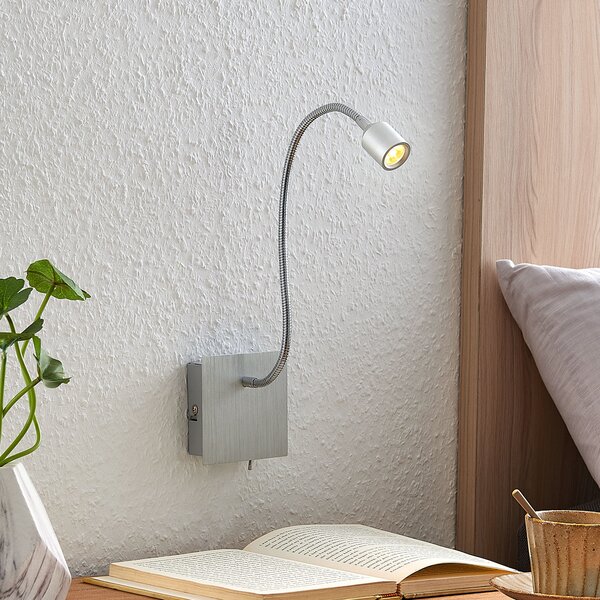 Lindby Anjalee Aplică de perete cu LED, braț flexibil, Metalic, Camera de zi / sufragerie, Metal, Modern, Lumină de lectură