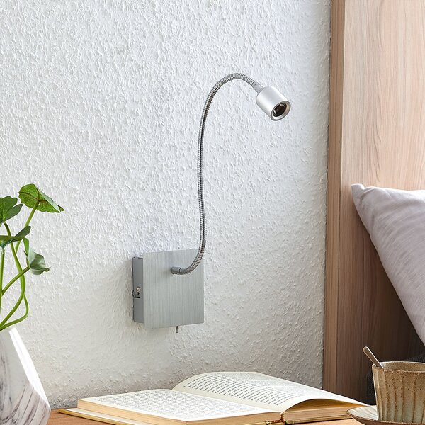 Lindby Anjalee Aplică de perete cu LED, braț flexibil, Metalic, Camera de zi / sufragerie, Metal, Modern, Lumină de lectură
